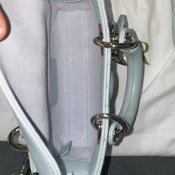 !SOLD! DIOR LADY DJOY MICRO BAG PLACID BLUE CANNAGE LAMBSKIN CHAMPAGNE GOLD HW - Picture 6 of 9